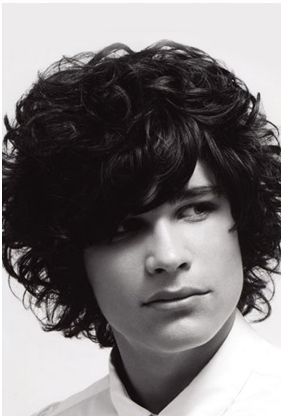 Curly Hair Cuts   on Men Light Curly Hairstyle With Long Curly Bangs Jpg